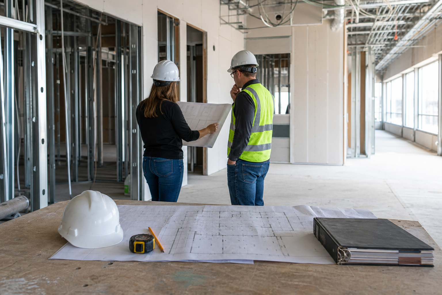 Commercial tenant improvement planning in an unfinished office suite